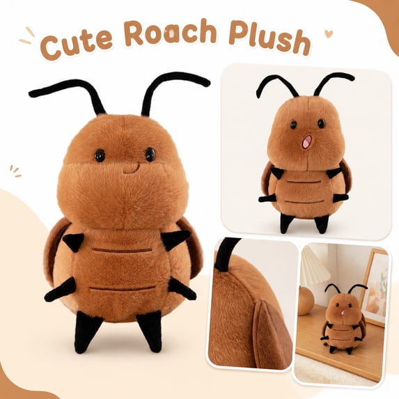 Racifhz Funny Cute Cockroach Plush Soft Stuffed Animal Gift, 1Pack A