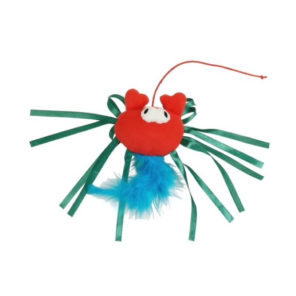 Racifhz Lobster Shape Cat Wand Toy with Feathers and Soft Figures Interactive Teasing Stick for Kittens Indoor Plaything for Jumping Fun Holiday Pet Gift Idea, 1Pack B
