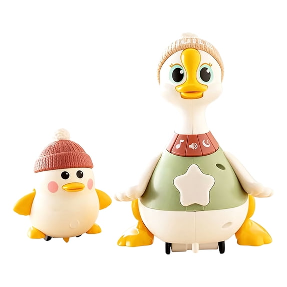 Racifhz Musical Swing Goose Toy for Crawling and Learning, Interactive Toy with Music and Lights, Early Educational Toys, Easter Gifts for Boys Girls, 1 gosling & 1 big goose