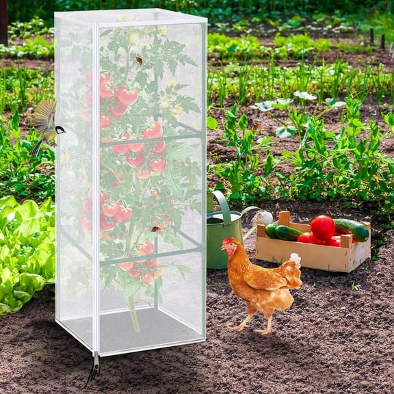Racifhz Rectangular Plant Insect Net Cover Garden Bird Barrier Mesh Netting With Zipper Drawstring Protective Cover For Veggies Flowers Shrubs Greenhouse Accessories ,1Pack