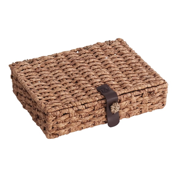Racifhz Small Water Hyacinth Woven Storage Basket with Lid, Decorative Wicker Organizer Box for Coffee Table Shelf, Rustic Home Decor, Easter Decorations, Valentines Day Gifts, B