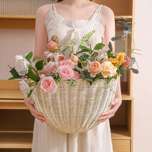 Racifhz Woven Rattan Storage Basket Sunflower Design Key Tray Bathroom Organizer Decorative Makeup Holder Easter Decor Valentines Day Gifts Entryway Table Centerpiece Bowl, B