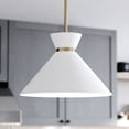 thumbnail image 1 of Racine 1 Light Matte White and Gold Natural Brass Mid-Century Modern Bowtie Pendant, LED Compatible, 1 of 13