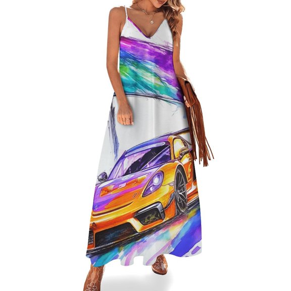 Racing And Flag Design Sleeveless Dress Woman Fashion Long Dresses Women's Summer Suit Dress 2025