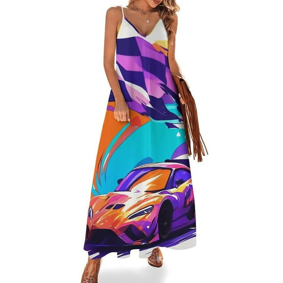 Racing And Flag Sleeveless Dress for Women Clothing Female Women's Summer Skirt