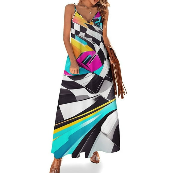 Racing And Flag Sleeveless Dress for Women Clothing Female Women's Summer Skirt