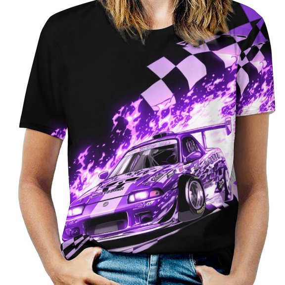 Racing And Flag T Shirts Basic T-Shirt Short Sleeve Ladies Tee Shirt Summer Graphic Clothing