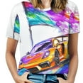 thumbnail image 1 of Racing And Flag Women's T-Shirt Short Sleeve T Shirts Tops Tee Ladies Loose T, 1 of 6