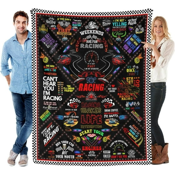 Racing Blanket Car Racing Gift Ideas for Men Woman,Racing Car Blanket, Racing Gifts for Racing Car Lovers, Racing Decor for Racer Sofa Couch Racing Gifts 50x40 Inch
