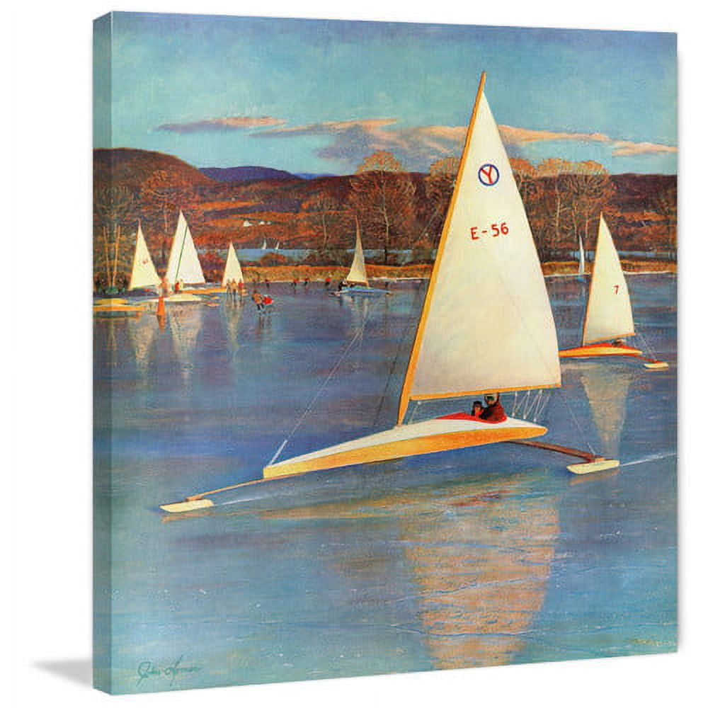 "Racing Boats" Painting Print on Wrapped Canvas