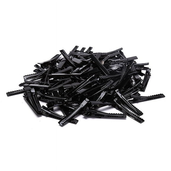 Racing Butterfly 100pcs Black Hairclips Single Prong Alligator Hairpin Blank Setting Hair Clips