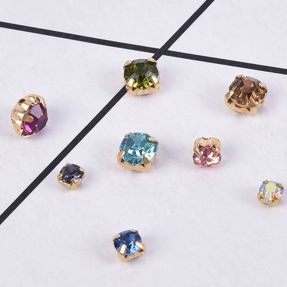 Racing Butterfly 100pcs Colorful Glass Crystal Gold Claw 3/4/ 5mm Sew On Rhinestone Beads Garment