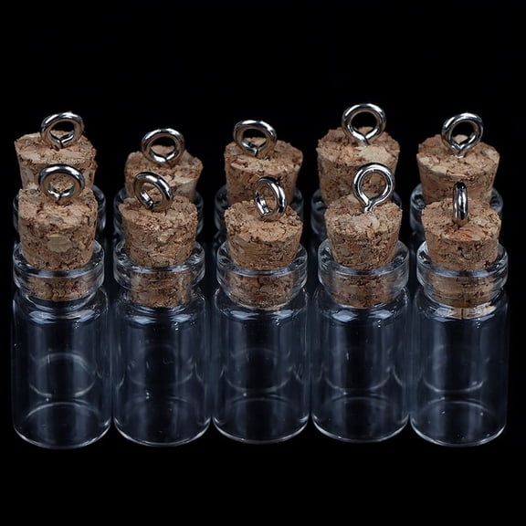 Racing Butterfly 10Pcs Mini Glass Bottles Small Vials Cork Glass Jars Multi Usage Cork Wish Glass