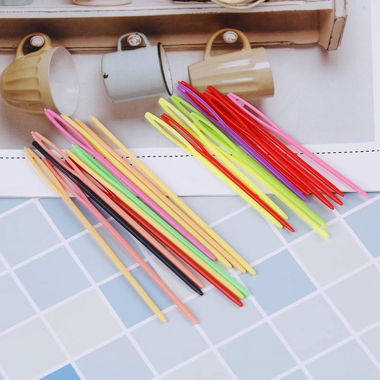 Racing Butterfly 10Pcs Multicolor plastic sewing needles DIY craft