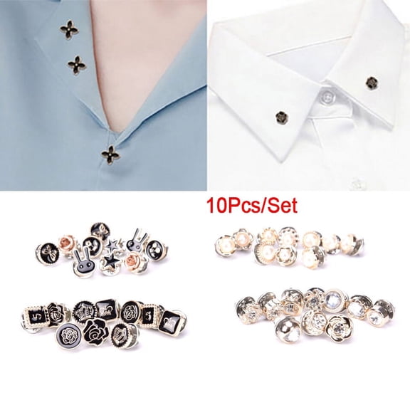 Racing Butterfly 10Pcs/Set Mini Pearl Flower Crystal Brooch Buttons Suit Shirt Lapel Collar Pins