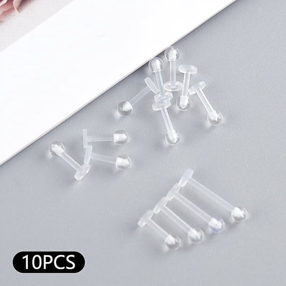 Racing Butterfly 10pcs Clear Acrylic Lip Stud Piercing Ring Ear Cartilage Earring Bar Tragus