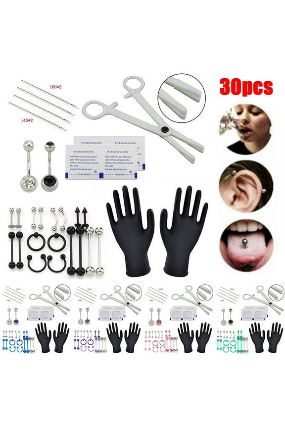 16G Tongue Eyebrow Nose Belly Button Piercing Body Piercing Jewelry Kit Tool