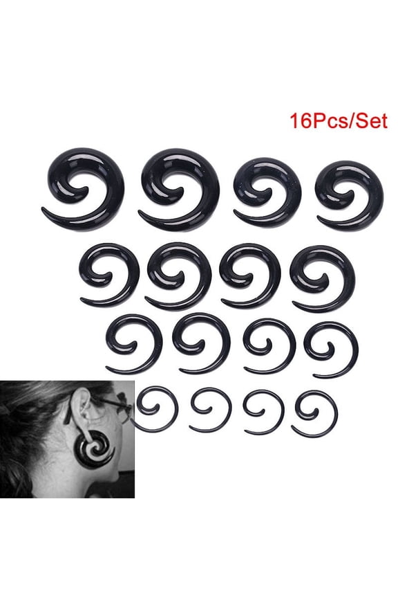 16Pcs/Set Spiral Taper Flesh Tunnel Ear Stretcher Expander Stretching Plug Snail