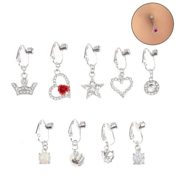Racing Butterfly 1PC Fake Belly Piercing Crown Clip Fake Pircing Butterfly Cartilage Earring Clip