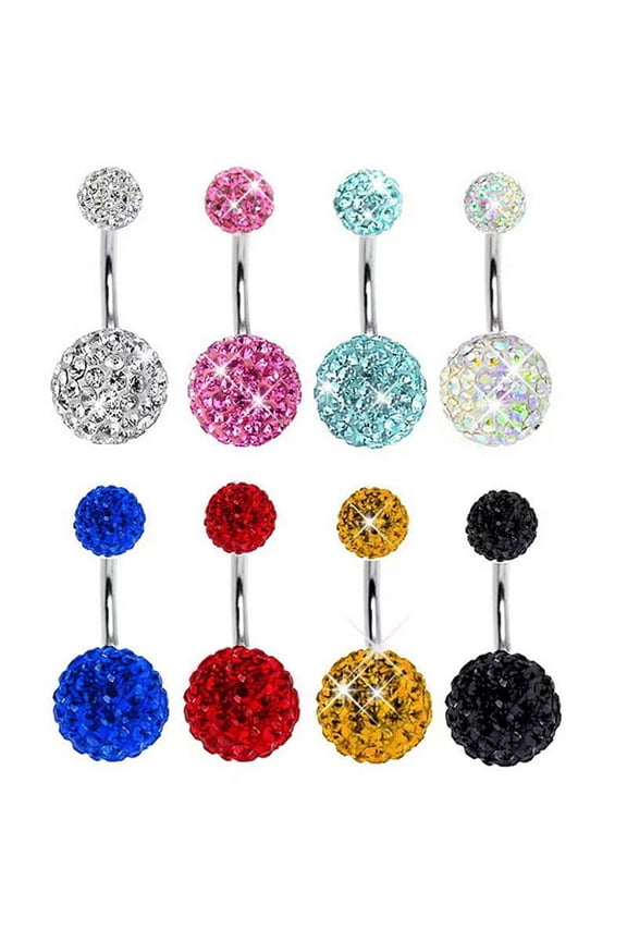 1PCS Crystal Ball Belly Button Rings Stainless Steel Zircon Navel Piercing Belly