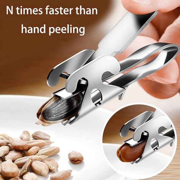 Racing Butterfly 1Pc Stainless Steel Melon Seed Peeling Artifact Pine Nut Opening Device Melon Seed Peeler Peanut Sheller Shell Opener