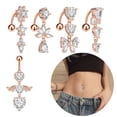 thumbnail image 1 of Racing Butterfly 1Pcs Reverse Dangel Belly Button Piercing Heart with Wings Flower Navel Ring, 1 of 8