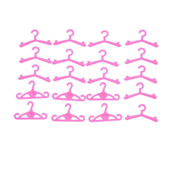 Racing Butterfly 20 Pieces Set Pink Doll Clothes Hangers, Plastic Doll Accessories