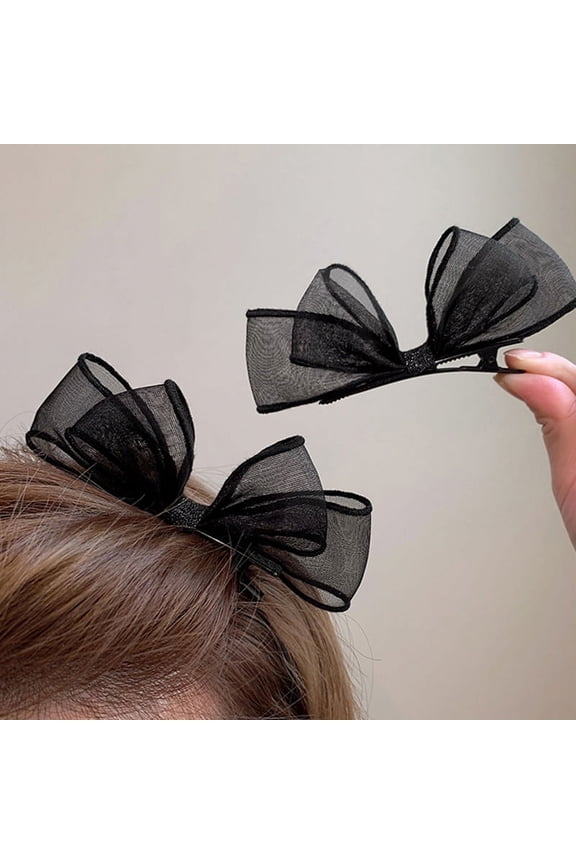 2023 Black Lace Double-layer Mesh Bow Hairpin for Women Girls Fashion Hair Clip