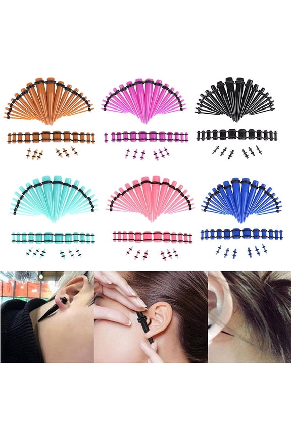 36Pcs Ear Gauge Taper and Plug Stretching Kit Ear Flesh Tunnel Expansion 14G-00G