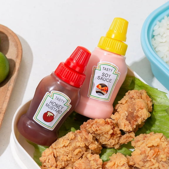 Racing Butterfly 3PCS/2PCS Mini Seasoning Sauce Bottle Portable Tomato Ketchup Bottle Salad Dressing Container for Bento Lunch Box Kitchen Jars