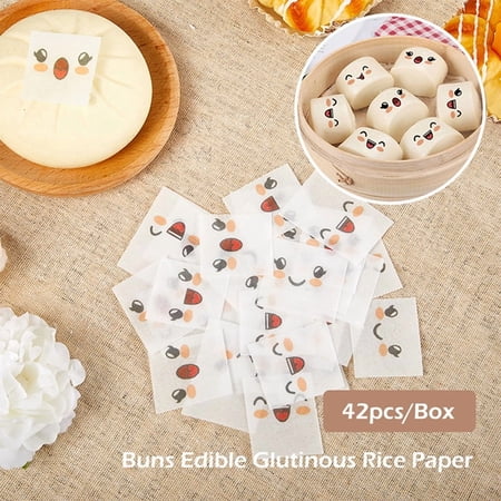 Racing Butterfly 42Pcs Edible Glutinous Rice Paper Steamed Buns Cartoon Stickers Baking Paper