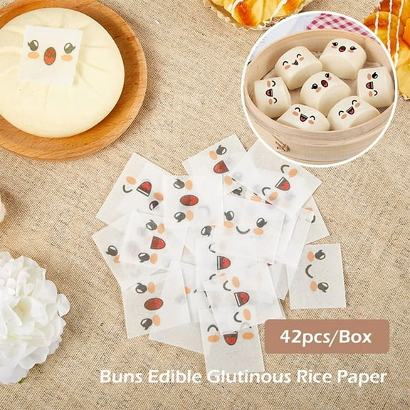 Racing Butterfly 42Pcs Edible Glutinous Rice Paper Steamed Buns Cartoon Stickers Baking Paper
