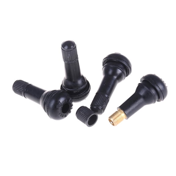 Racing Butterfly 4PCS TR413 Snap-In Car Tire Tyre Valve Stems Short Black Rubber w/ Caps