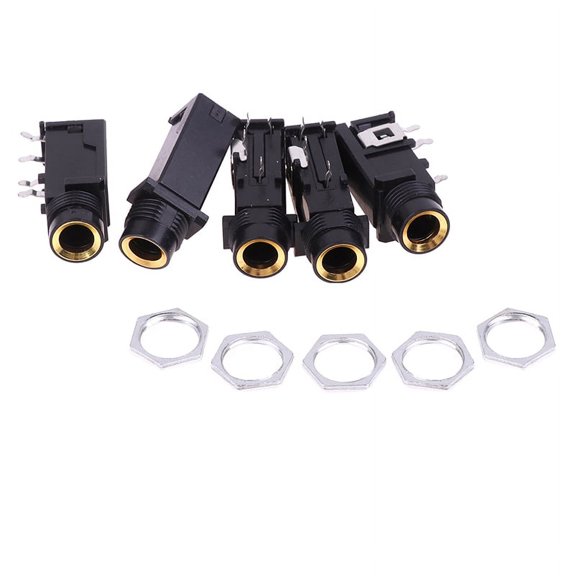 Racing Butterfly 5PCS Audio Straight jack Connector Jack Stereo Dual Channel Microphone Socket