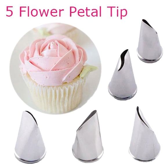 Racing Butterfly 5Pcs/Set Rose Petal Metal Cream Tips Cake Decorating Tools Icing Piping Nozzles