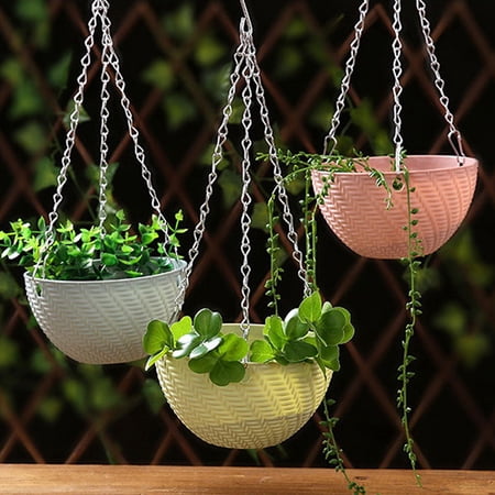 Racing Butterfly Balcony Chain Hanging Planters Flower Pot Basket Imitation Rattan Weaving