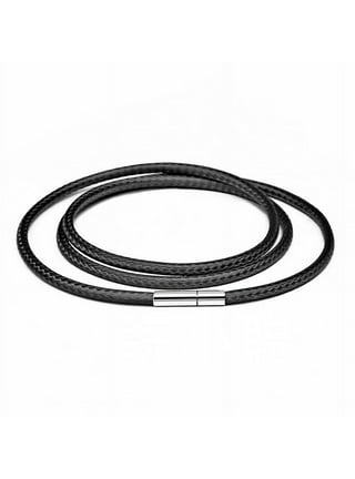 4/6/8MM Mens Black Braided Cord Rope Leather Necklace Choker w/ Magnetic  Clasp