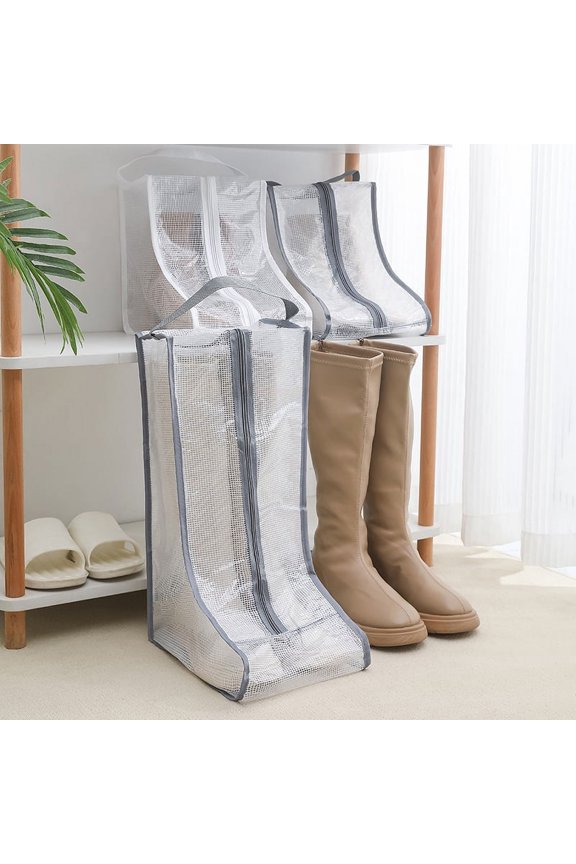 Boot Storage Bag Waterproof Dustproof Transparent Shoes Protection Bag Zippered Portable Boots Pocket Household Travel Storage