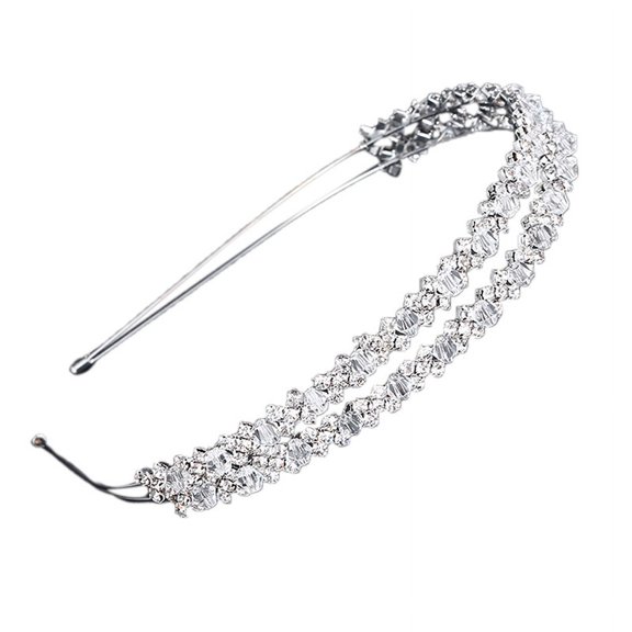Racing Butterfly Bride Headband Tiara Bridal Crown Handmade Crystal Double Layer Wedding Hairband