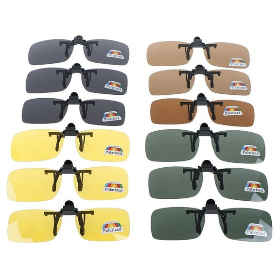 Racing Butterfly Clip-on Polarized Day Night Vision Flip-up Lens Driving Glasses Sunglasses
