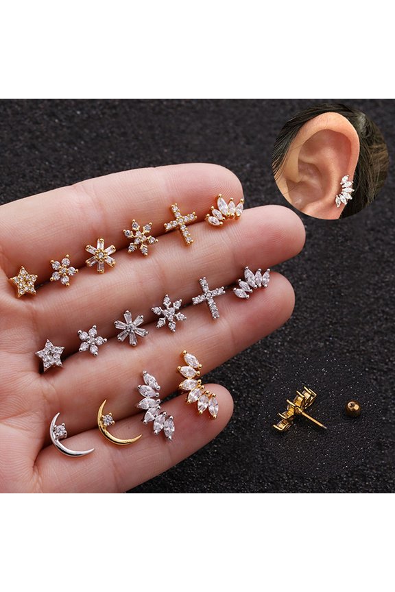 Racing Butterfly Crystal Bar Barbell Ear Cartilage Tragus Helix Studs Piercing Earrings Jewelry