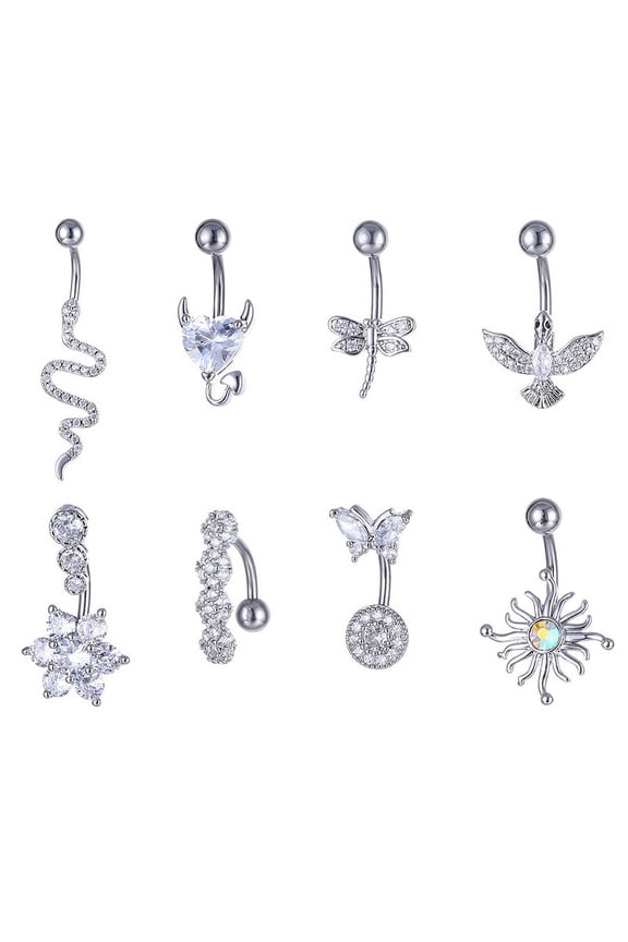 Crystal Belly Button Ring Animal Shape Belly Piercing Stainless Steel Navel Ring