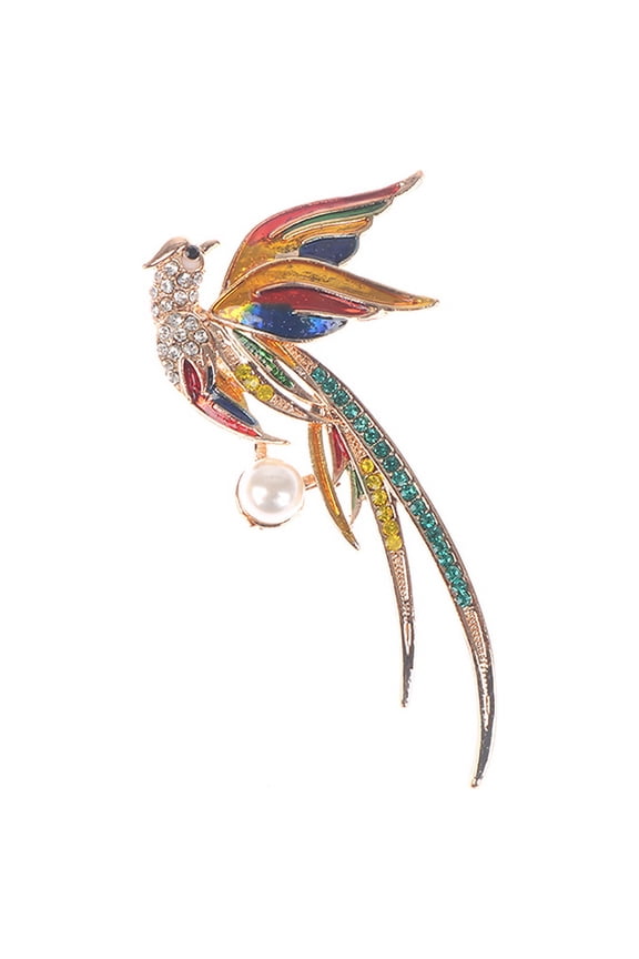 Crystal Phoenix Bird Brooches Women Enamel Flying Beauty Bird Party Brooch Pin