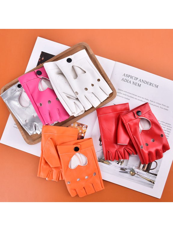 Five Finger Pu Leather Gloves Ladies Driving Show Pole Dance Mittens Gloves