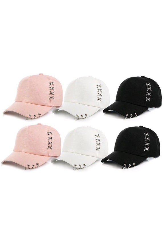 KPOP Hat Piercing Ring Baseball Adjustable Cap Hip Hop Snapback Cap Fashion