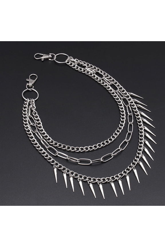 Layered Punk Chain On The Jeans Pants Women Spike Keychains Waist Chain Ornament