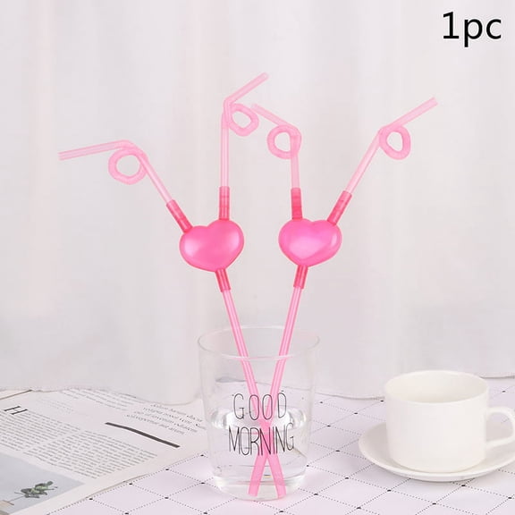 Racing Butterfly Love Heart Double Straw Unique Flexible Drinking Tube Straws Bar Accessories