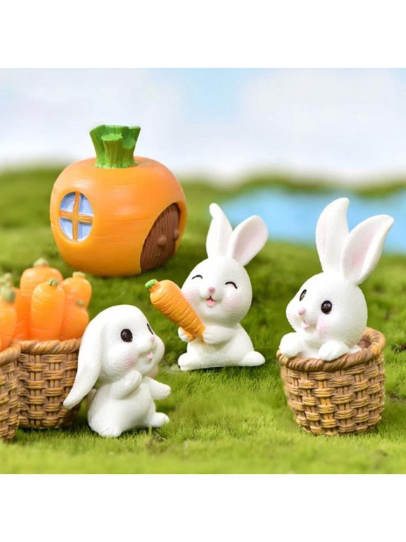 Mini Rabbit Easter Decor Hare Animal Figurine Resin Craft Bunny Garden Ornaments