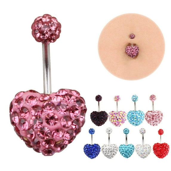 Racing Butterfly Navel Piercing Heart Drop Dangle Belly Button Rings Crystal Zircon Body Jewelry