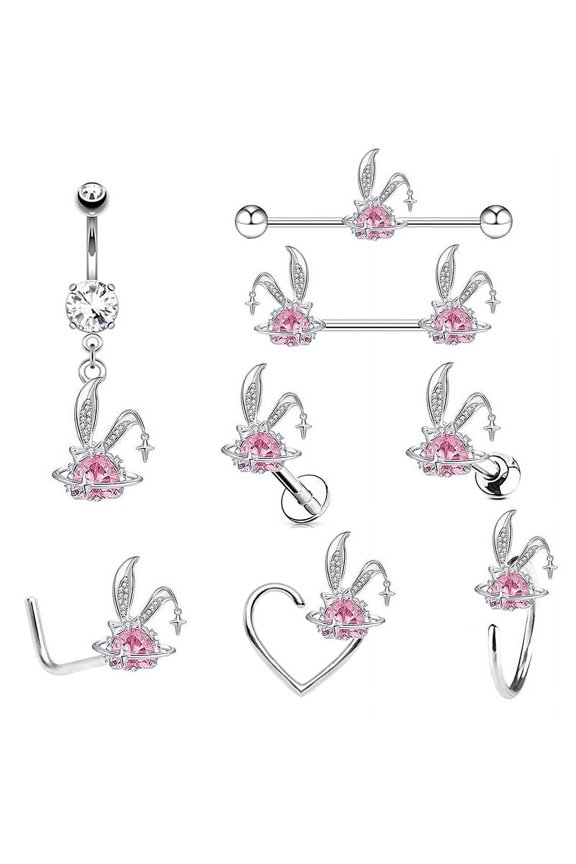 New Rabbit Navel Ring Ear Bone Nail Punk Nipple Piercing Nose Rings Accessories